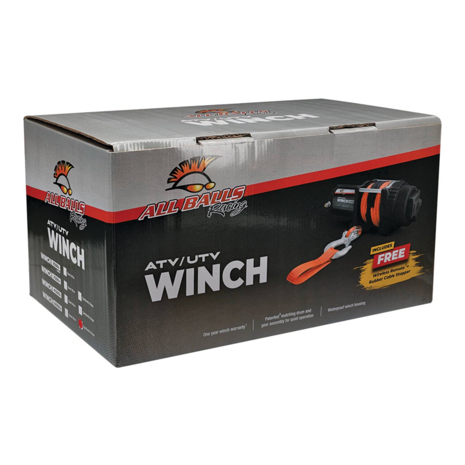 ALL BALLS 4 BOLT WINCH 6000LB with 33FT SYNTHETIC ROPE