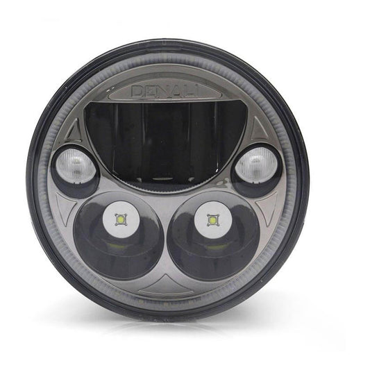 Denali M5 E-Mark LED Headlight Module, 5.75 Round, Black Chrome