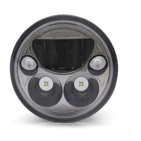 Denali M5 E-Mark LED Headlight Module, 5.75 Round, Black Chrome