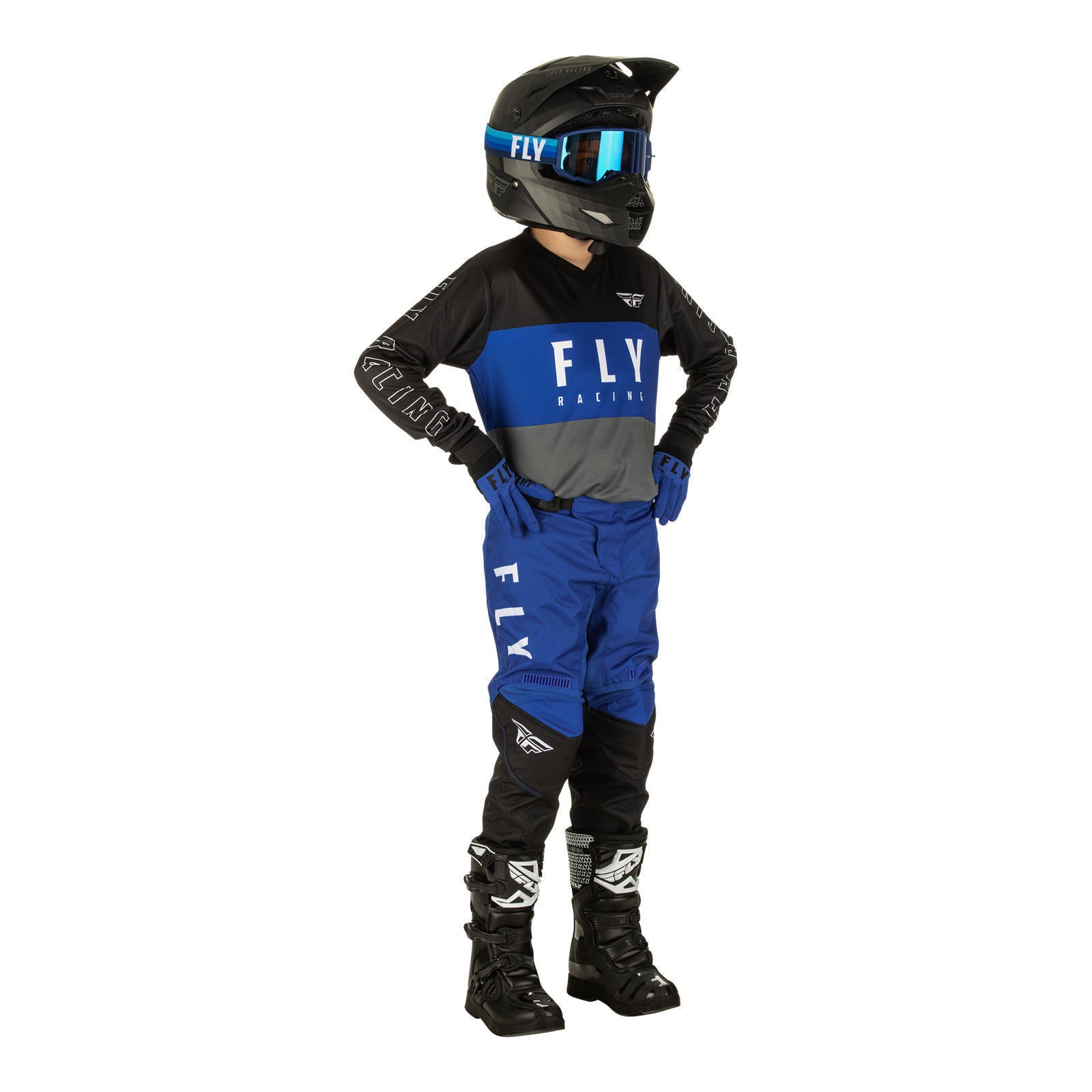 Fly Racing F-16 Youth Pant - Blue / Grey / Black