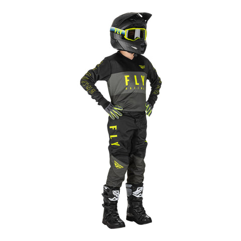 Fly Racing F-16 Youth Pant - Grey / Black / Hivis