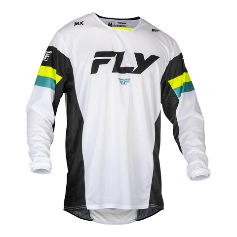 FLY Racing Kinetic Prix Jersey - White / Black / Hi-Vis