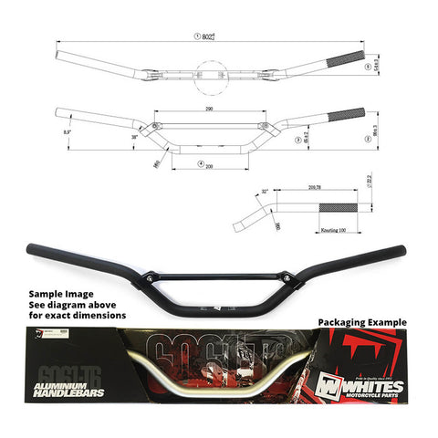 Whites Handlebar 7-8 AL6061 Black CR125 / CRF250-450 / KX250-450