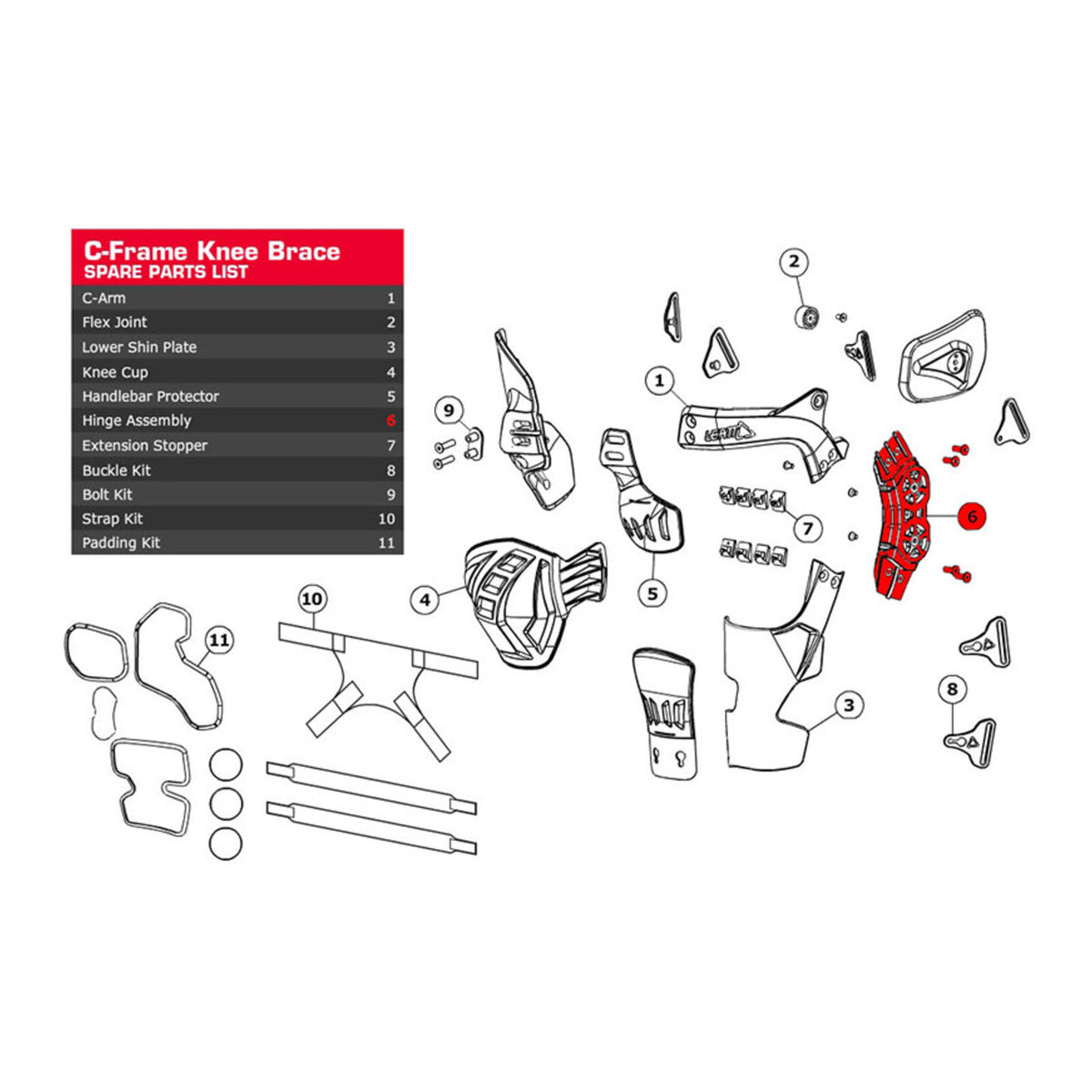 Leatt Hinge Assembly C-Frame - Carbon Right