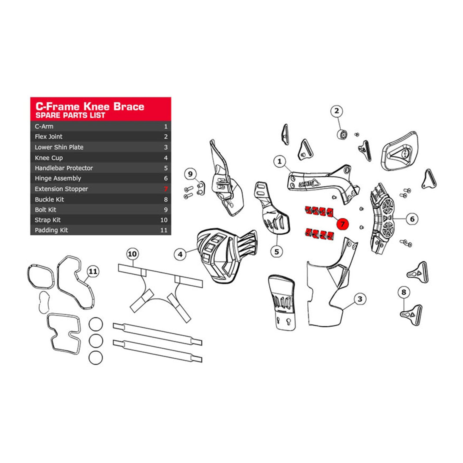 Leatt Extension Stopper Kit C-Frame - Carbon Pair