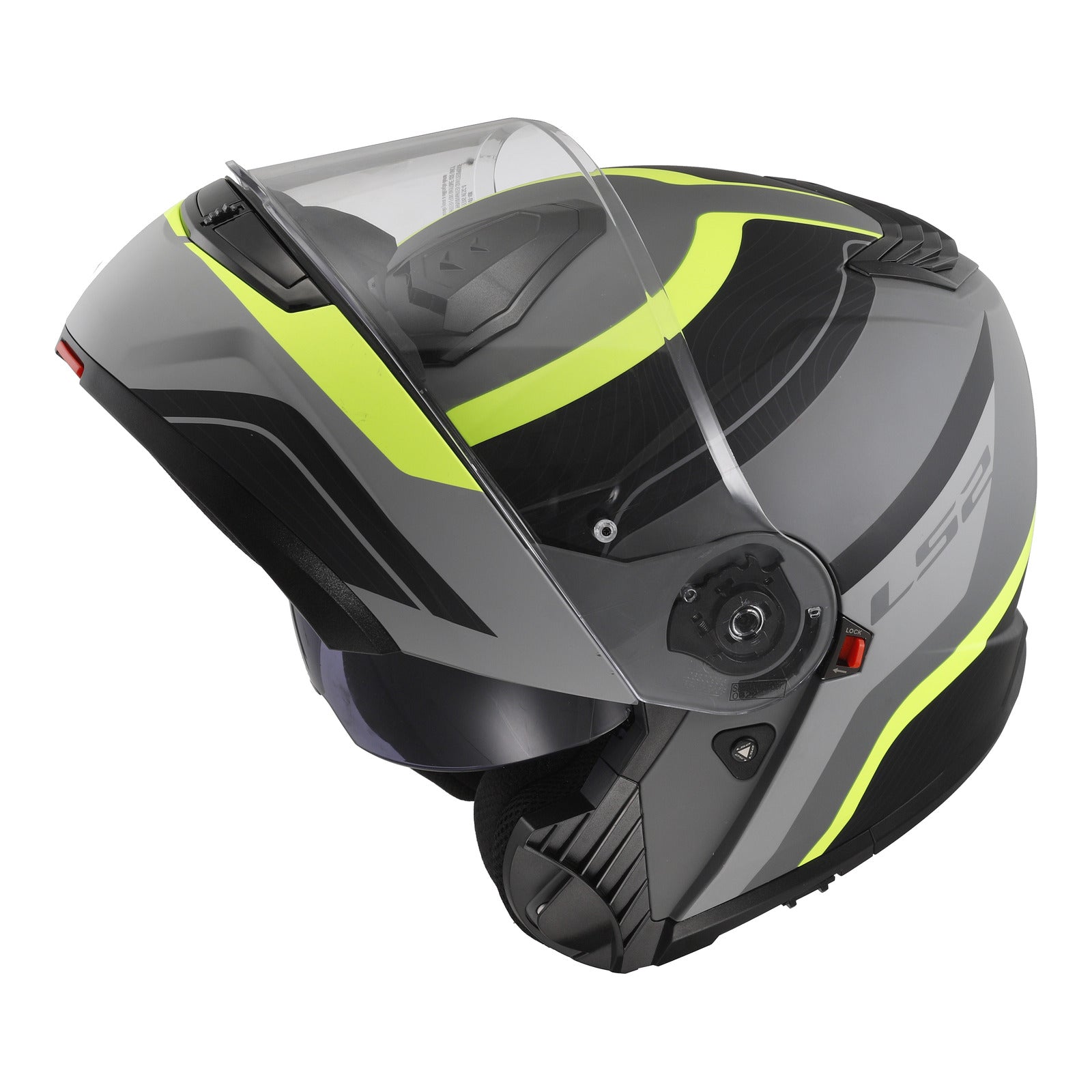 LS2 FF908 Strobe II Monza Flip Front Helmets - Matte Black / Hi-Vis Yellow 06