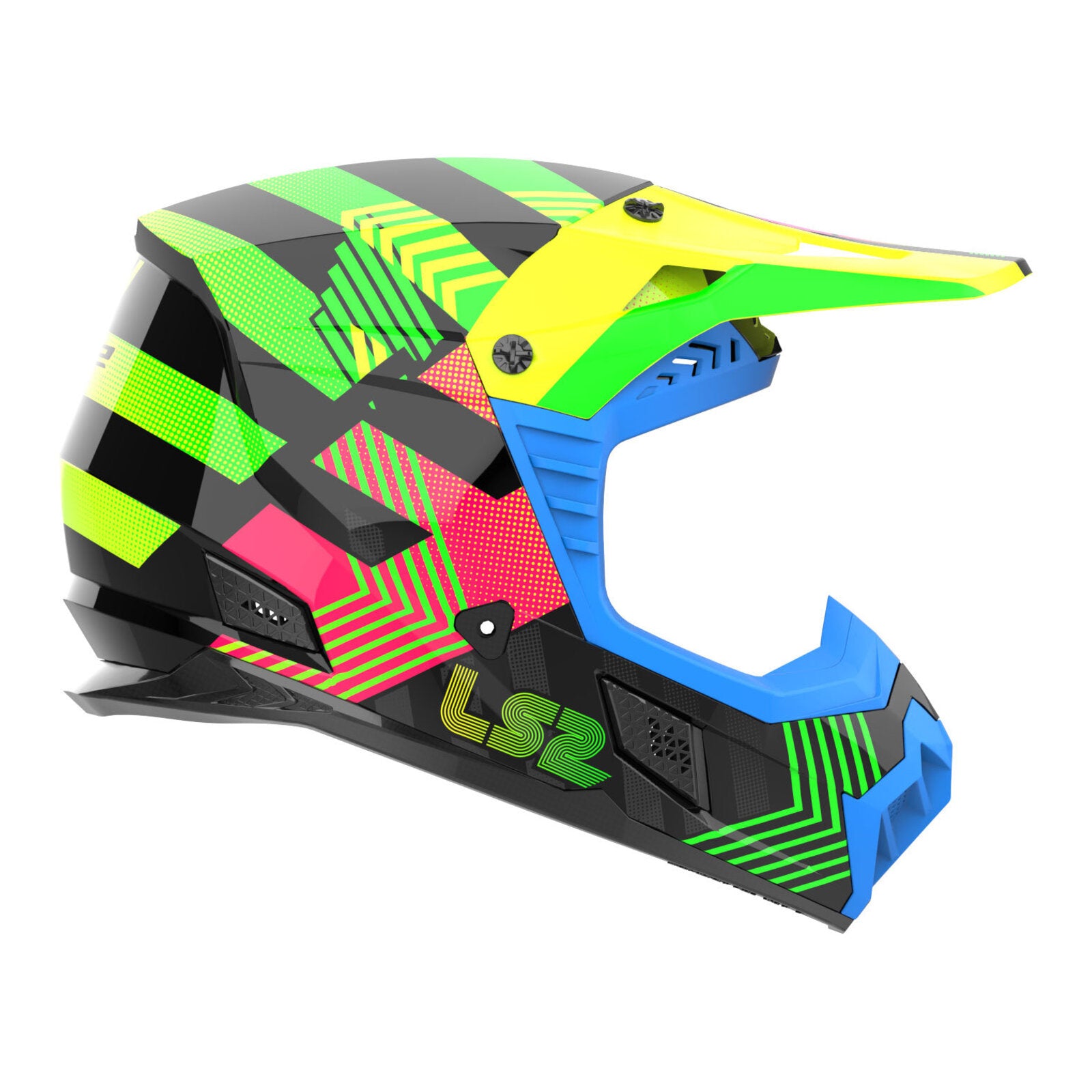 LS2 MX706J COZ Junior Helmet - Chromatic Black / Hi-Vis Pink 06