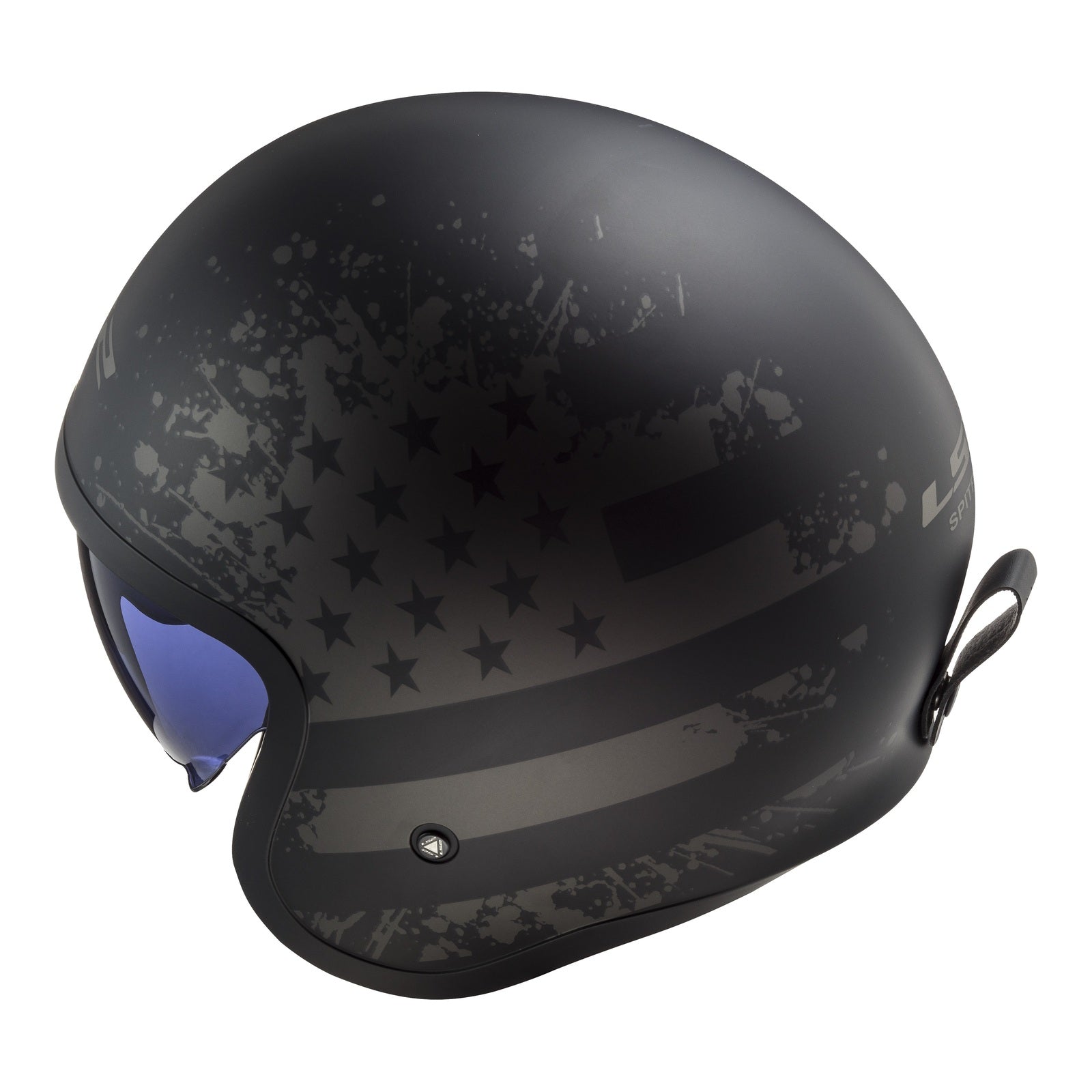 LS2 OF599 Spitfire II Black Flag Helmet - Matte Black / Titanium