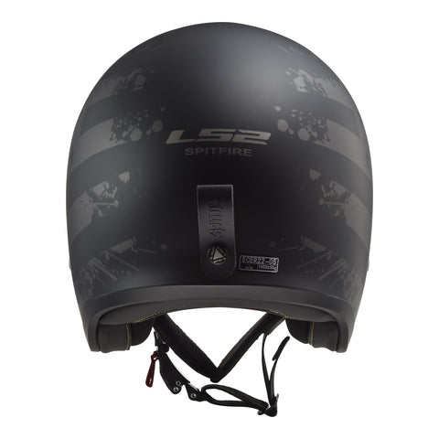 LS2 OF599 Spitfire II Black Flag Helmet - Matte Black / Titanium