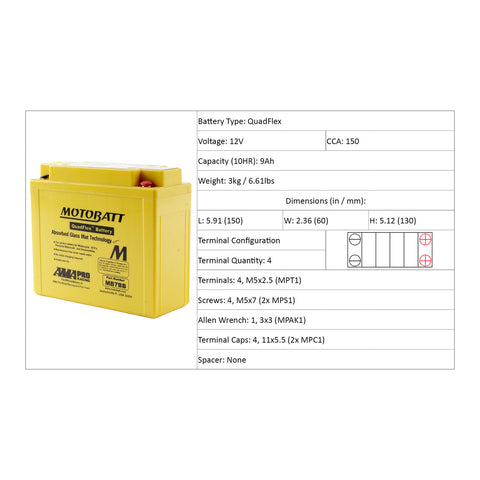 Motobatt Battery Quadflex AGM - MB7BB