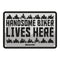 Oxford Garage Metal Sign: Handsome Biker Lives Here