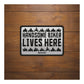 Oxford Garage Metal Sign: Handsome Biker Lives Here