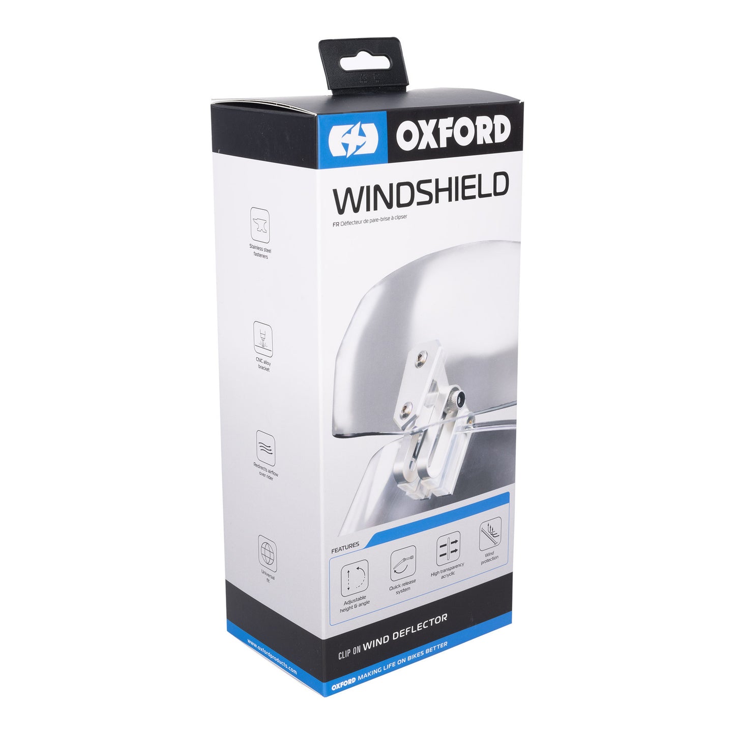 Oxford Wind Deflector Windshield - Clear 260 x 125mm
