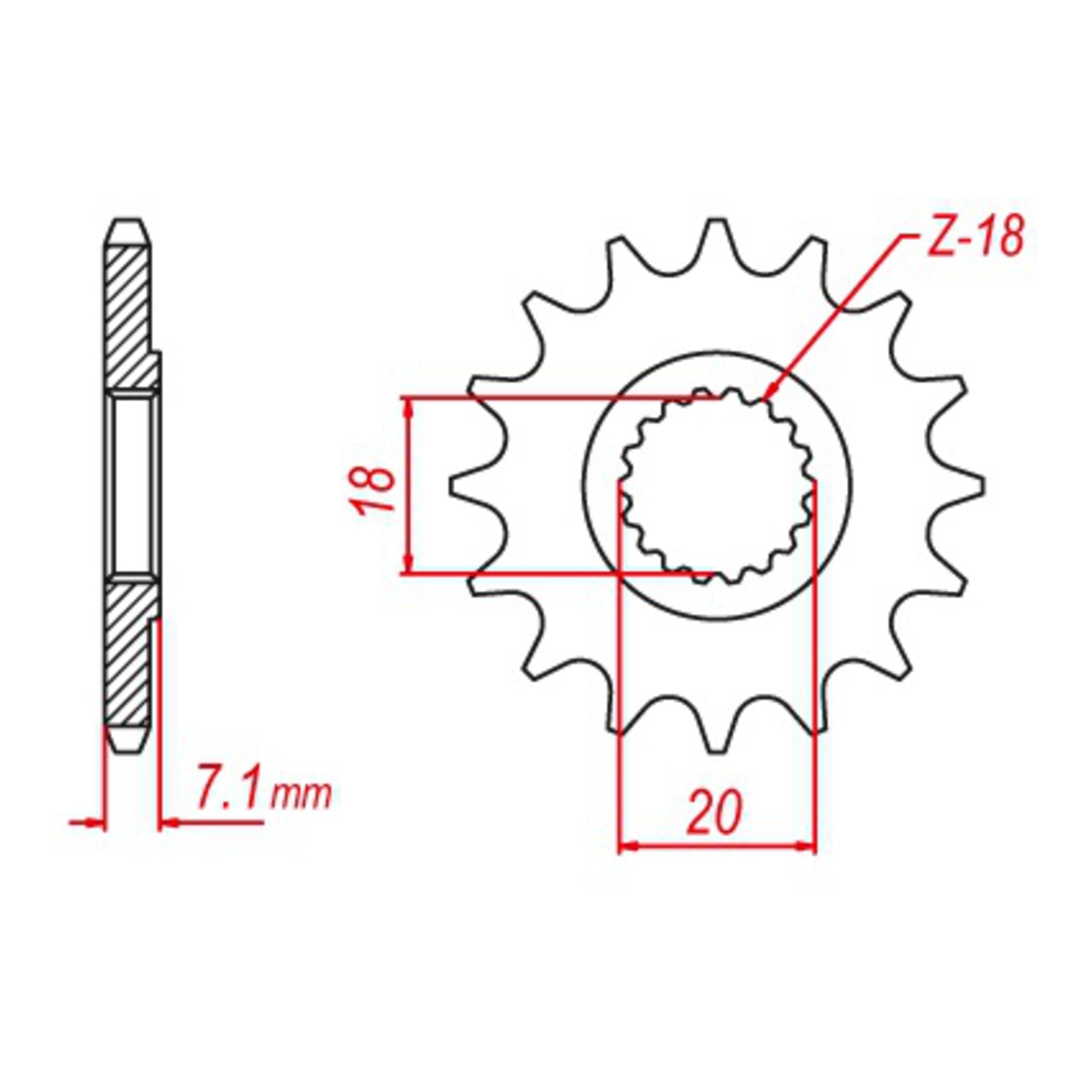 MTX 427 Hornet Lightweight Steel Front Sprocket #520