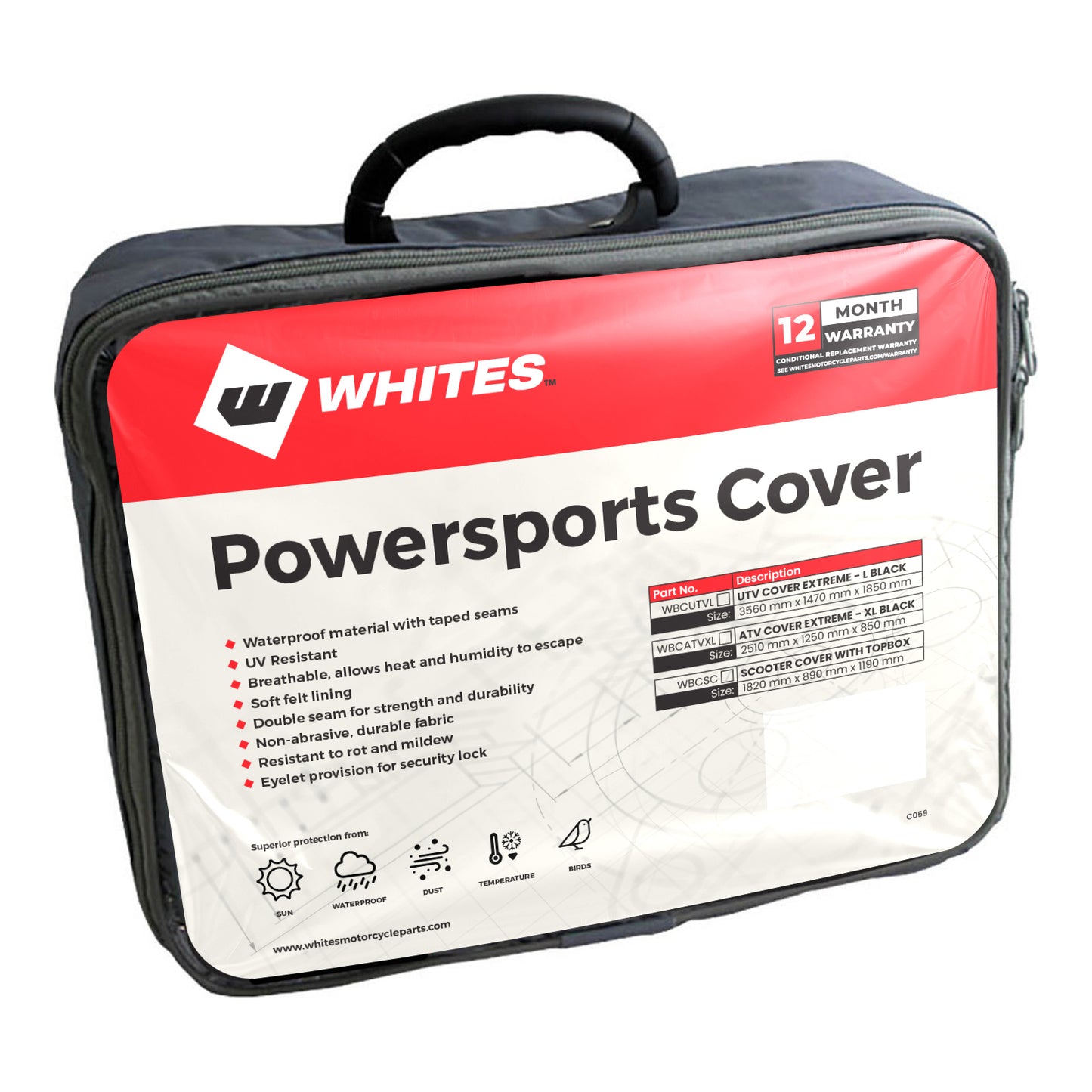 Whites Premium Bike Cover - Large UTV - Black