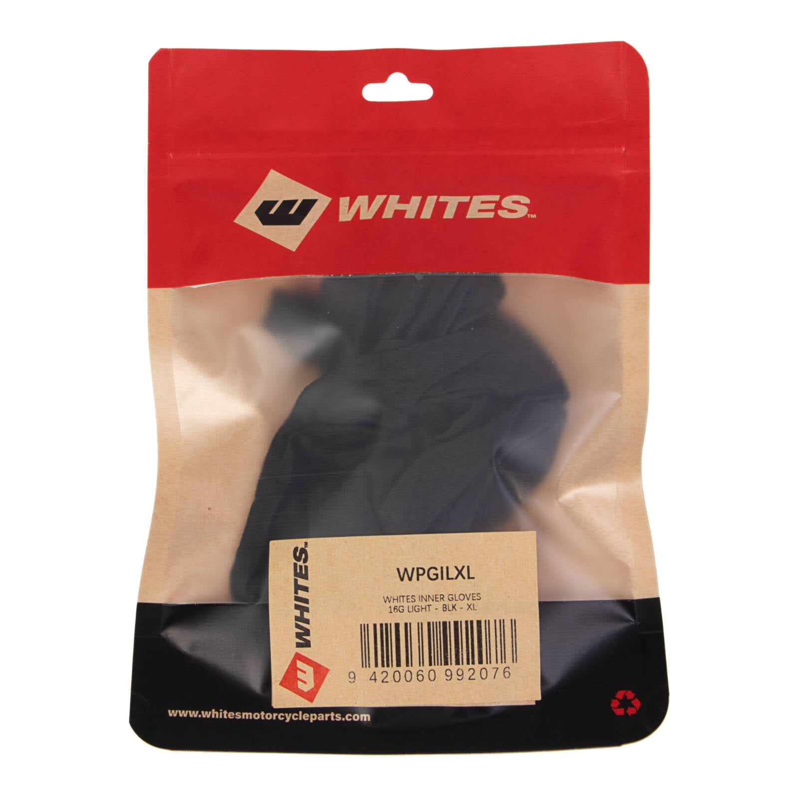 WHITES INNER GLOVES 16G LIGHT - BLK - XL