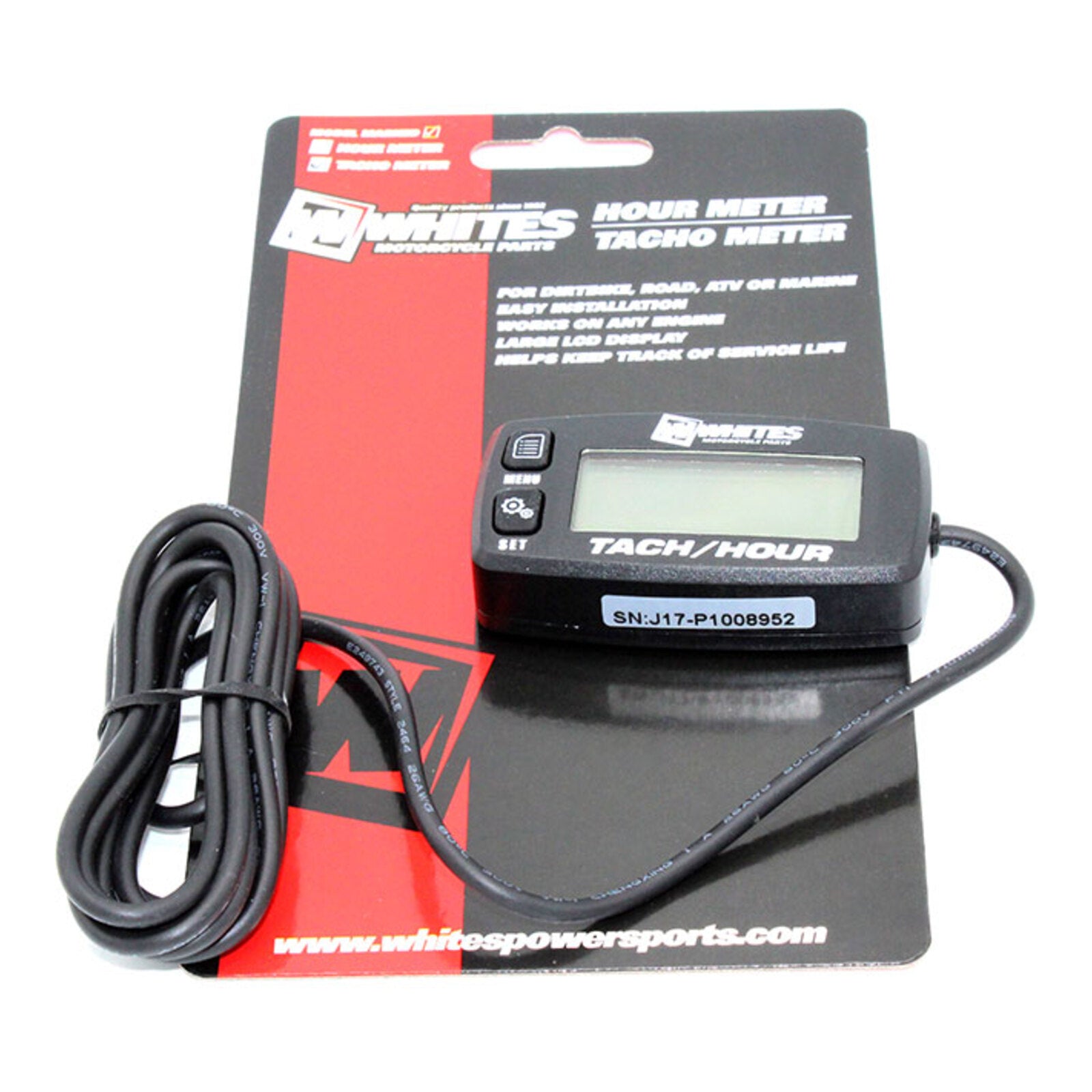 WHITES HOUR TACHO METER - BLK