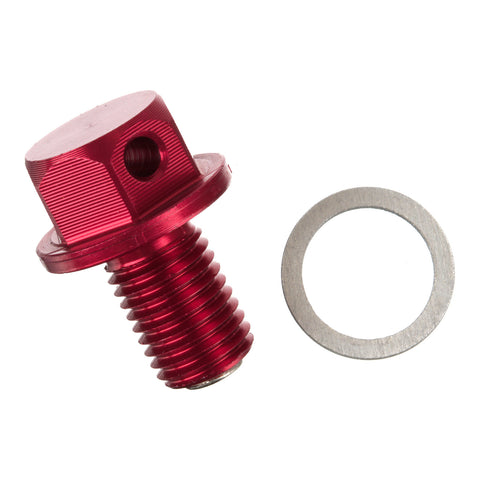 Whites Magnetic Sump Plug M10 x 15 x 1.25 - Red