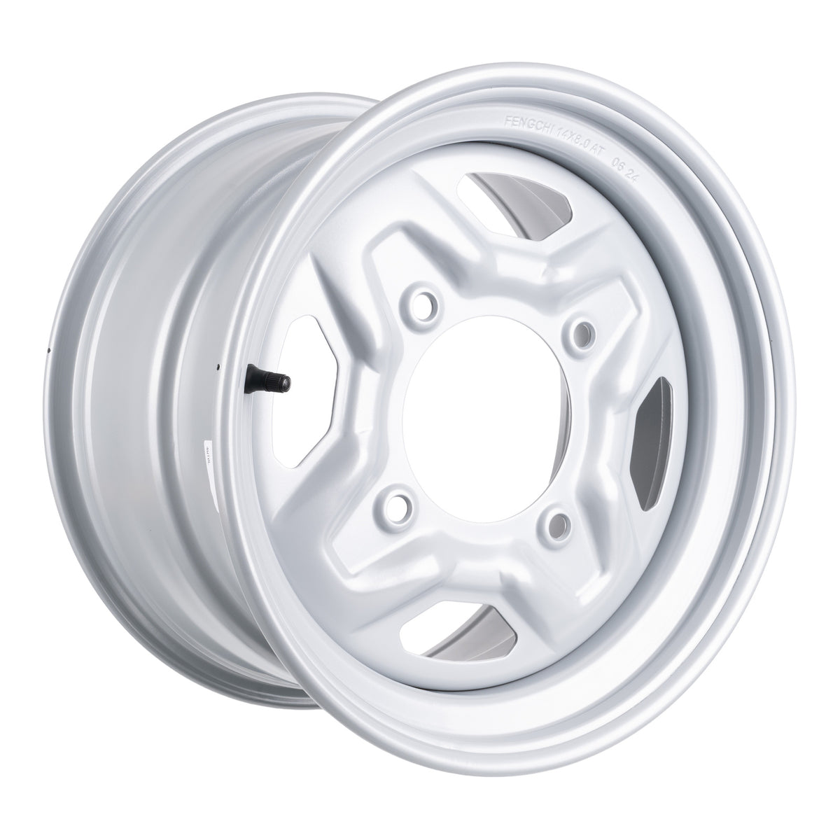 Whites ATV/UTV Steel Rim 14x8 Polaris Rear 4/156 +63.5 - Silver
