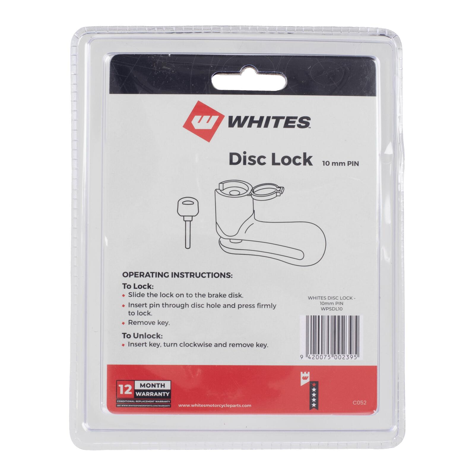 WMP Disc Lock 10mm Pin With Disc Lock Reminder